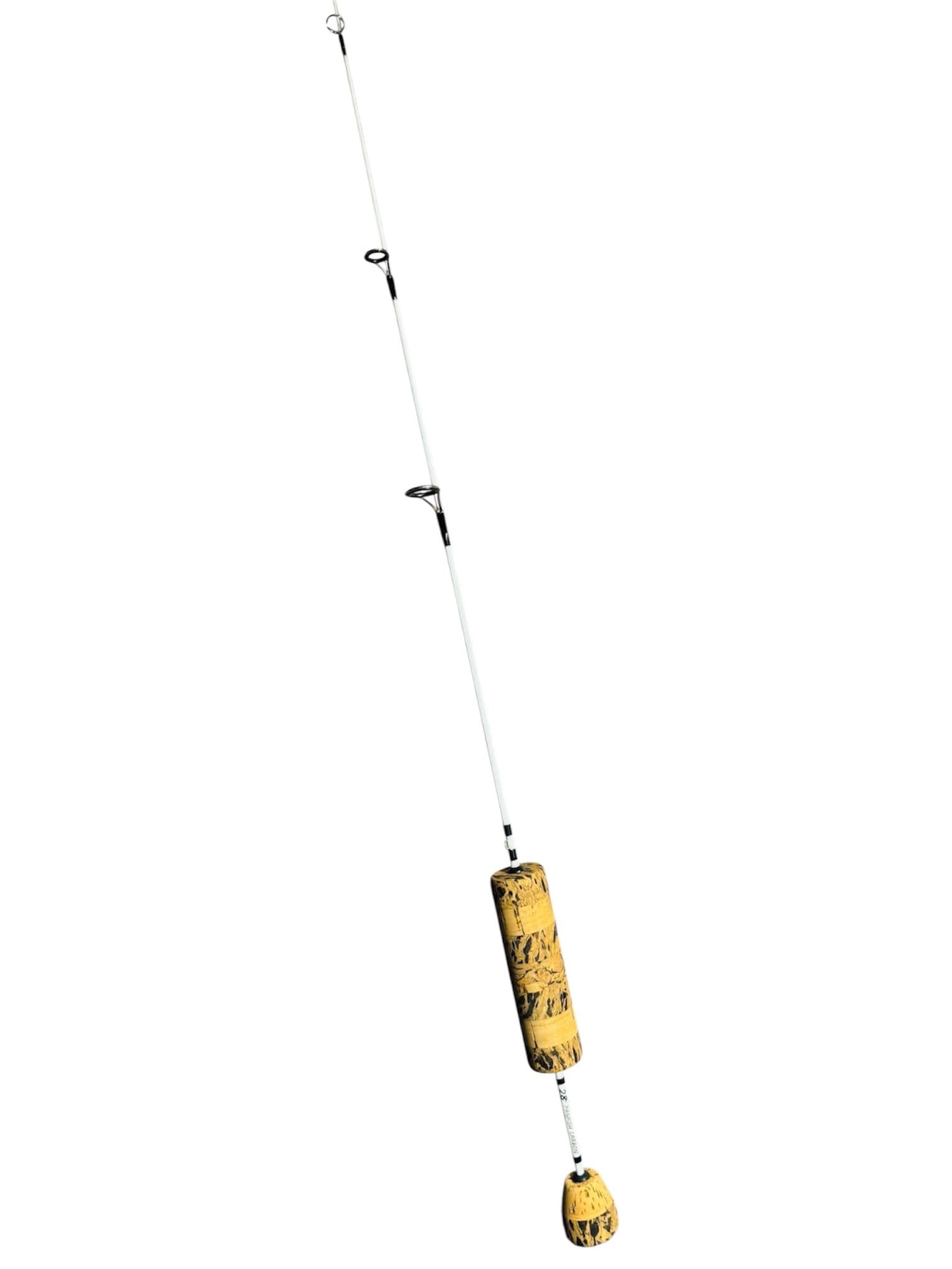 28" White Panfish Carbon, Black Thread, Custom Cork Split Grip