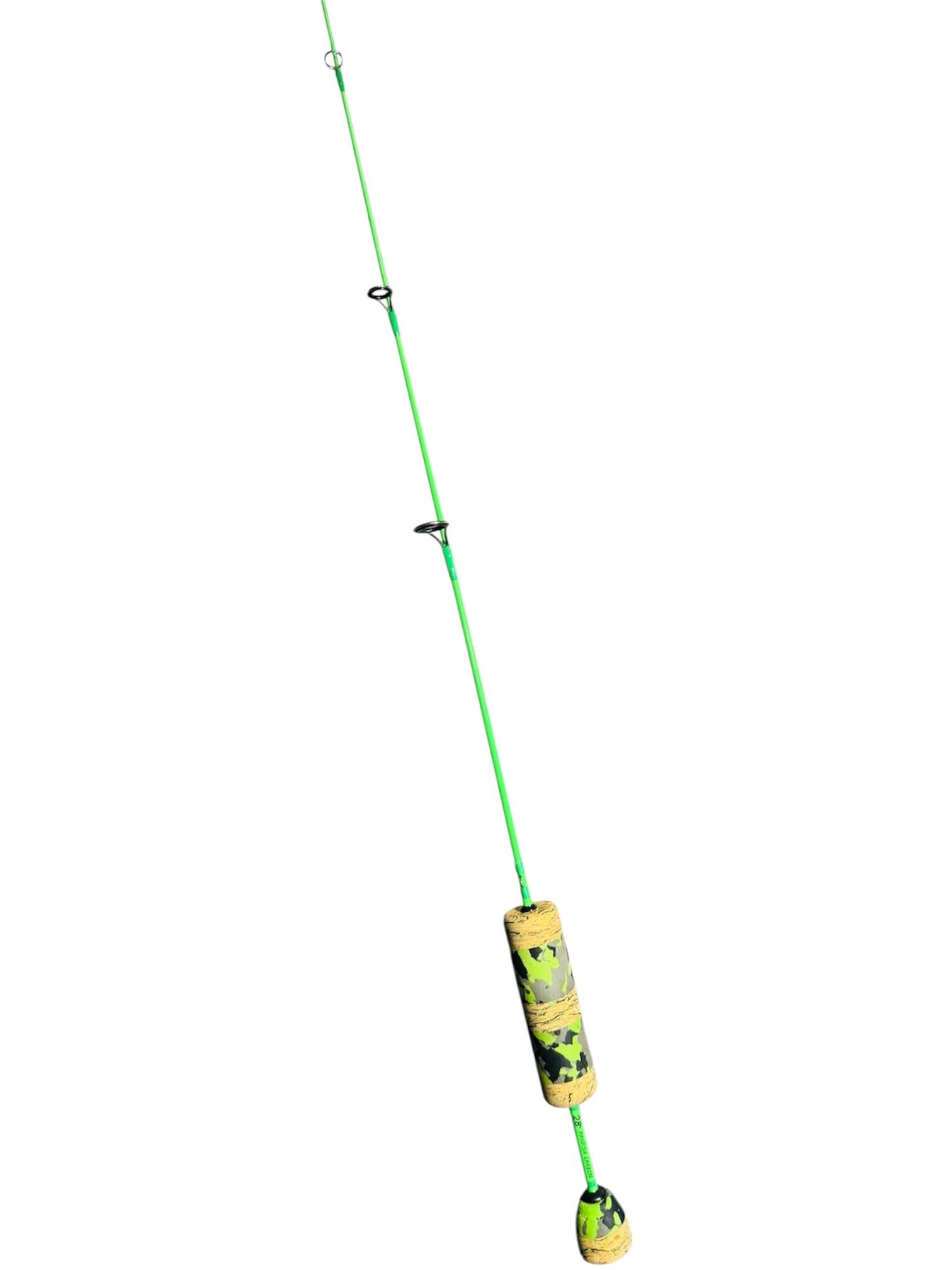 28" Neon Green Panfish Carbon, Neon Green Thread, Custom Cork/Green Camo EVA Mix Split Grip