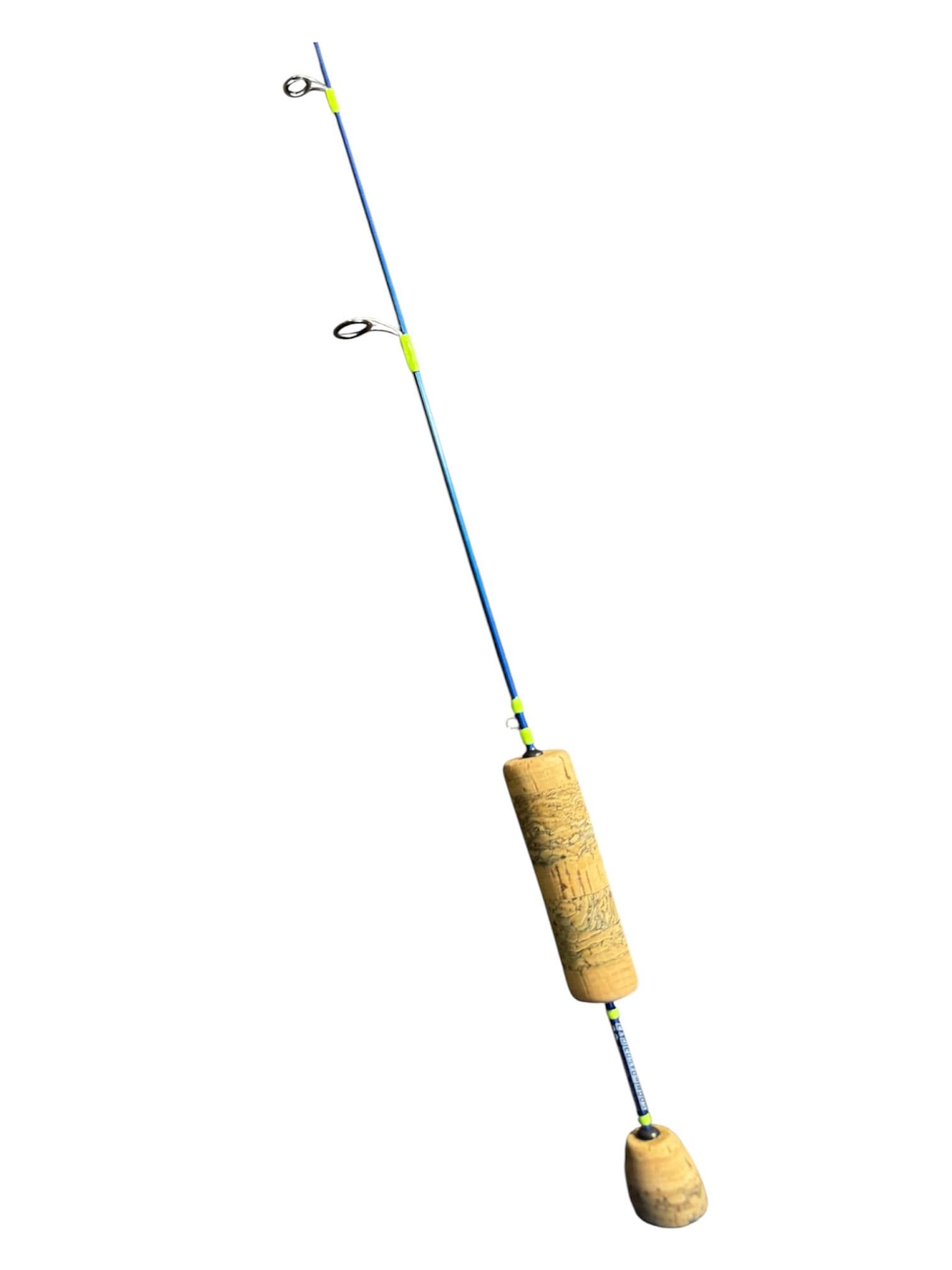 28" Metallic Blue Panfish Carbon, Chartreuse Thread, Custom Cork Split Grip