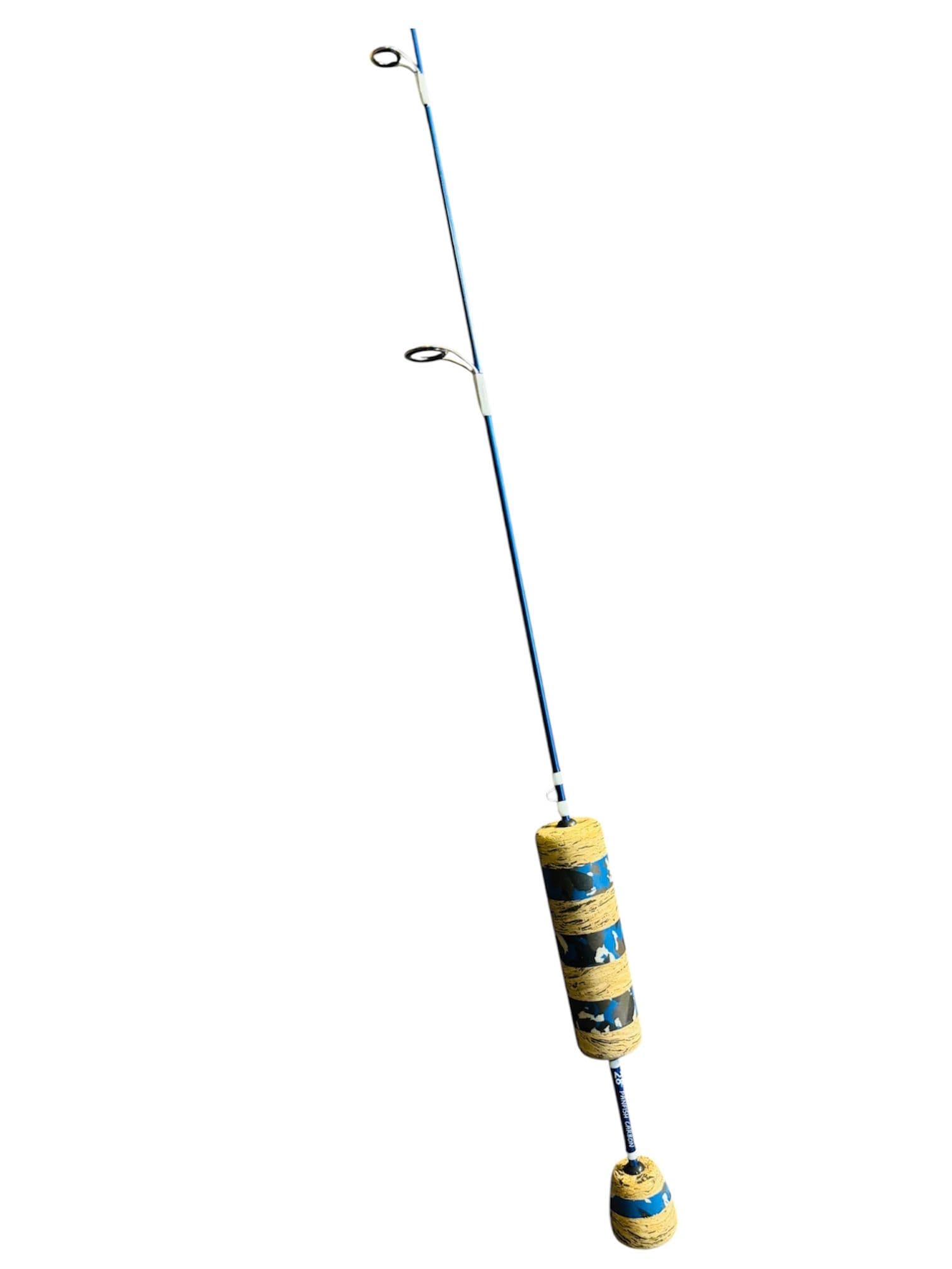 28" Metallic Blue Panfish Carbon, White Thread, Custom EVA/Cork Split Grip